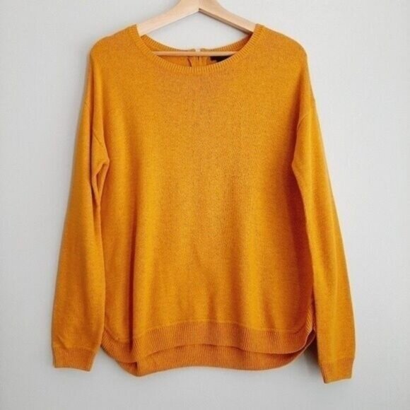 H&M Mustard Yellow Soft Fine Knit Sweater Crewneck Sz S - Picture 2 of 10